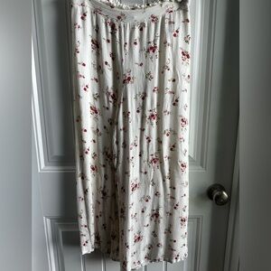 White Floral Wide Leg Boho Pants